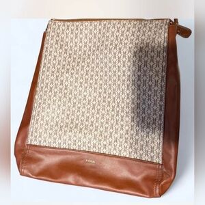 Fossil Brown and Cream Women's Backpack